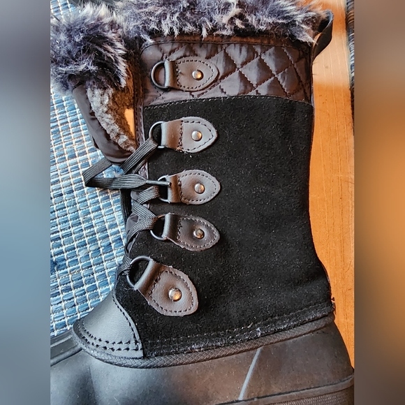 Khombu Ladies Leather Lace Up Faux Fur Boots, Size 6 - Picture 6 of 7